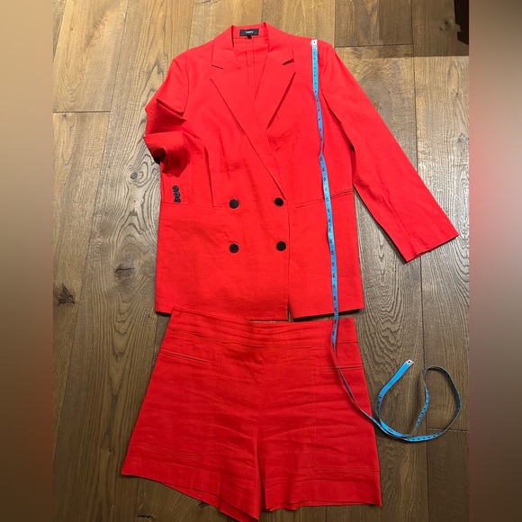 Theory Red Double-Breasted Blazer with Matching Shorts - Picture 7 of 16